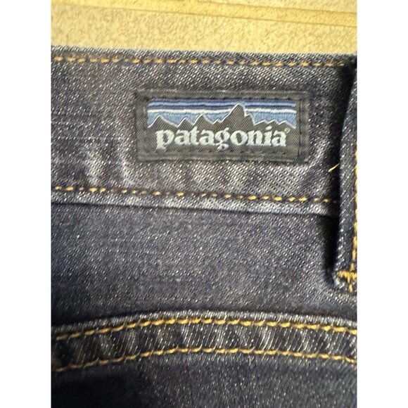Patagonia Jeans Womens 31 Blue Slim Fit Mid Rise Dark Wash Stretch Denim Raw Hem - Picture 11 of 11